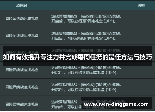 如何有效提升专注力并完成每周任务的最佳方法与技巧